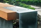 Bench with stone cube  detail  steel leg
