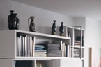 Stacked box wall unit (lacquered mdf, plexi glass, mild steel)