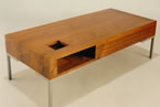 Cut-out coffee table (walnut veneer and stainless steel)