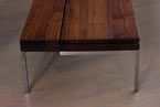 Douglas Drive coffee table (urethaned black walnut, stainless steel)